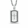 Thumbnail Image 1 of 1/5 CT. T.W. Enhanced Black and White Diamond Cross Dog Tag Pendant in Sterling Silver - 22"