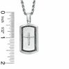 Thumbnail Image 2 of 1/5 CT. T.W. Enhanced Black and White Diamond Cross Dog Tag Pendant in Sterling Silver - 22"
