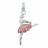 Thumbnail Image 1 of Pink Enamel Ballerina Dangle Charm in Sterling Silver