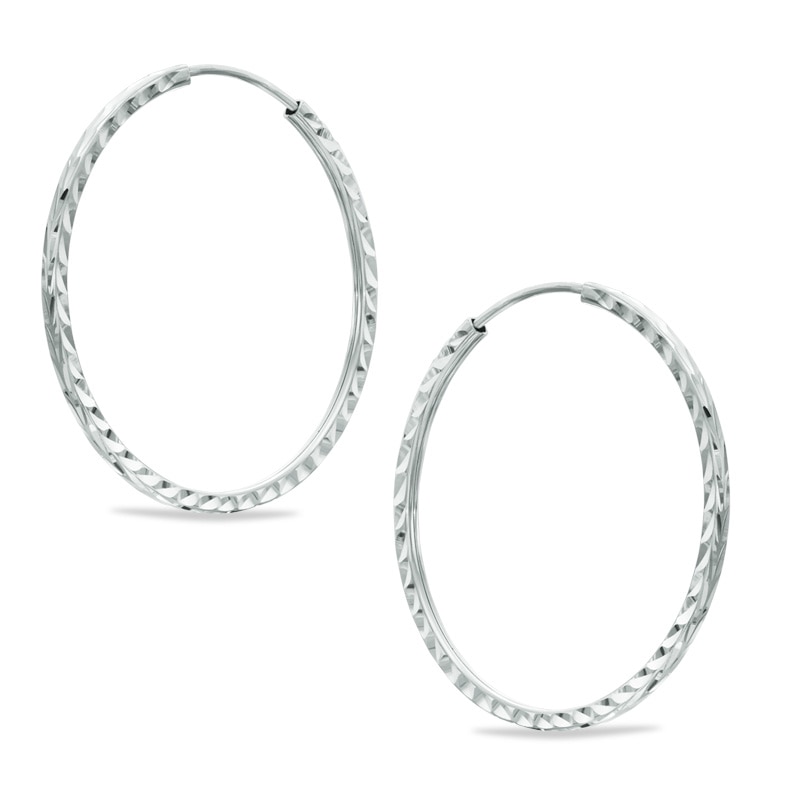 Sterling Silver Diamond-Cut Hoops