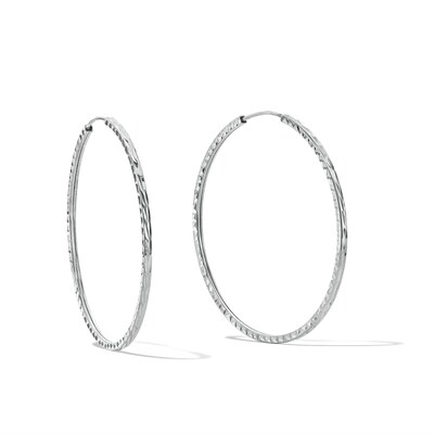 40mm Diamond-Cut Hoop Earrings in Sterling Silver