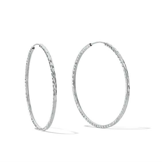 40mm Diamond-Cut Hoop Earrings in Sterling Silver