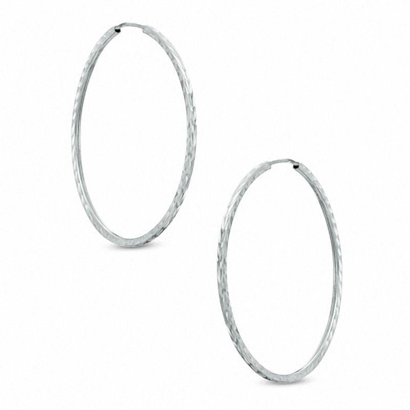 24K Gold Filled 40mm Diamond Cut Plain Round Hoop Earrings - Big & Large Women's Style