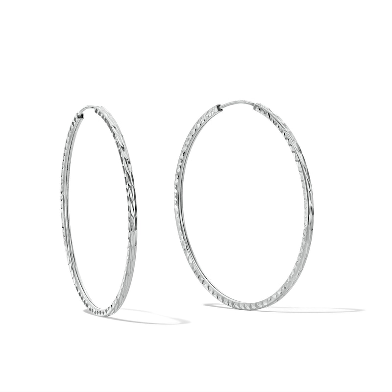 40mm Diamond-Cut Hoop Earrings in Sterling Silver