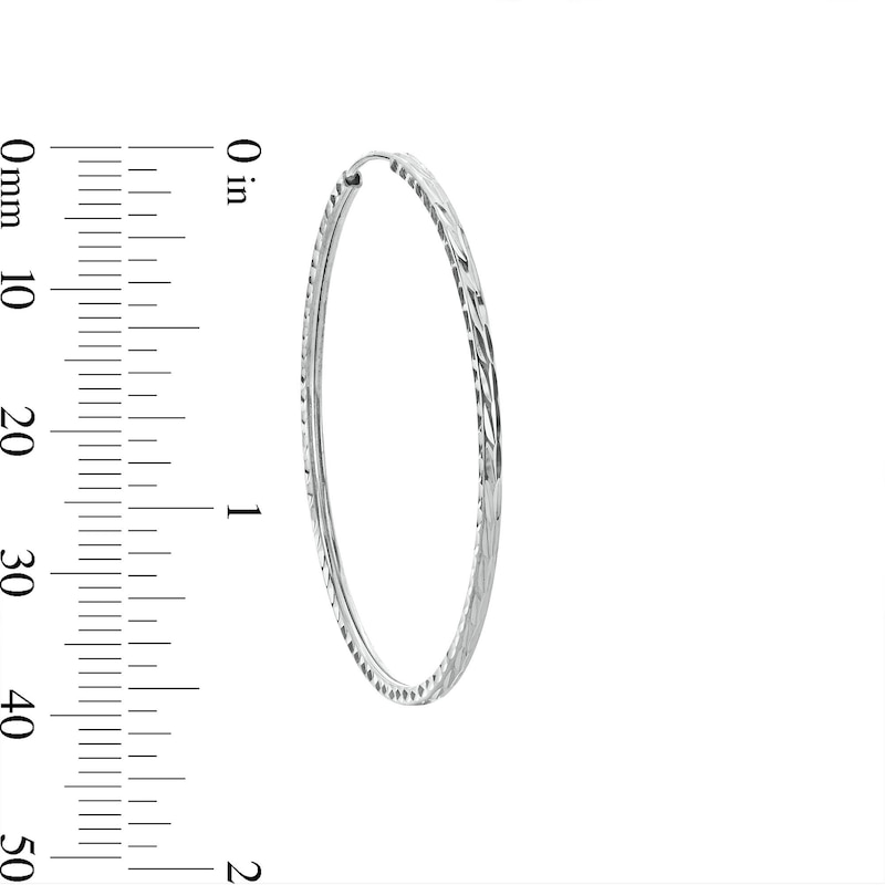 Main Image 3 of 40mm Diamond-Cut Hoop Earrings in Sterling Silver