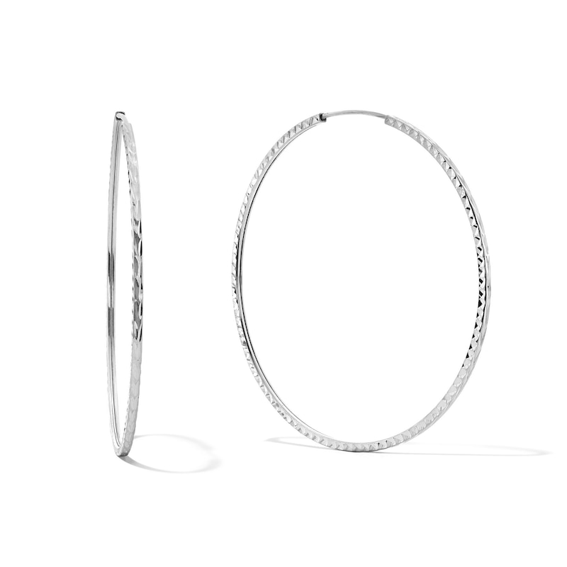 Sterling Silver Diamond-Cut Hoops