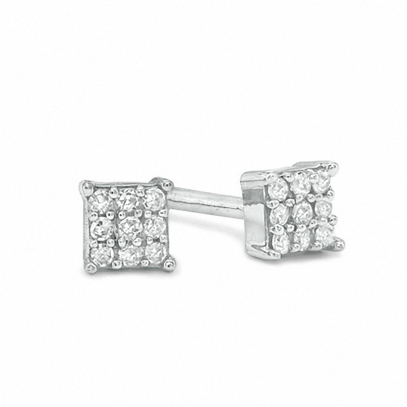 Diamond Accent Square Composite Stud Earrings in Sterling Silver