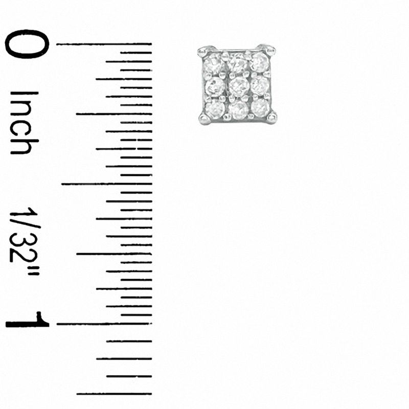 Diamond Accent Square Composite Stud Earrings in Sterling Silver