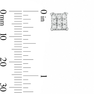 Diamond Accent Square Composite Stud Earrings in Sterling Silver