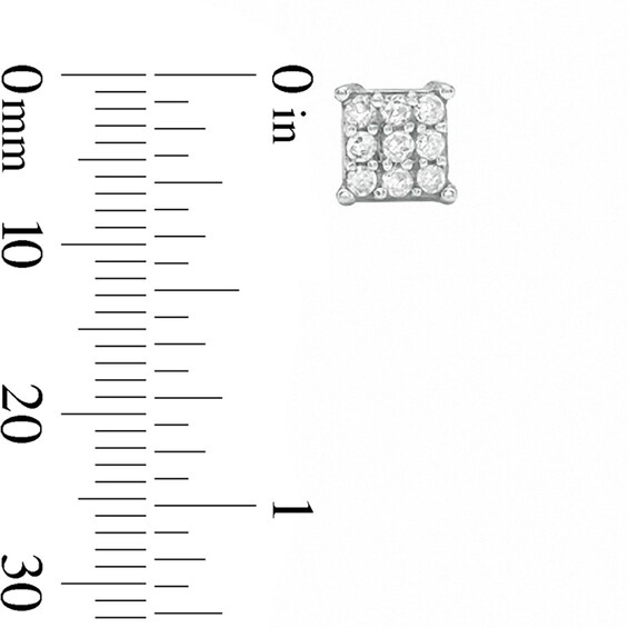 Diamond Accent Square Composite Stud Earrings in Sterling Silver