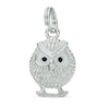 Thumbnail Image 0 of Black Crystal and White Enamel Owl Dangle Charm in Sterling Silver