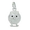 Thumbnail Image 1 of Black Crystal and White Enamel Owl Dangle Charm in Sterling Silver