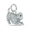 Thumbnail Image 1 of Black and White Crystal Dog Charm in Sterling Silver