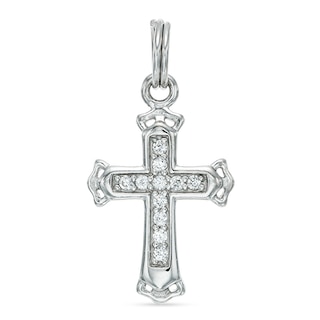 Cubic Zirconia Ornate Cross Dangle Charm in Sterling Silver | Banter