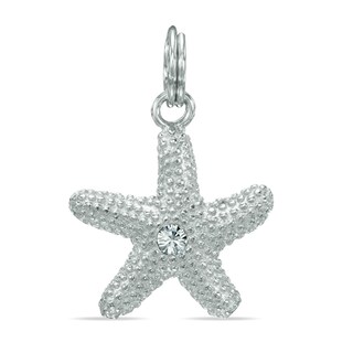 Crystal and Beaded Starfish Dangle Charm in Sterling Silver