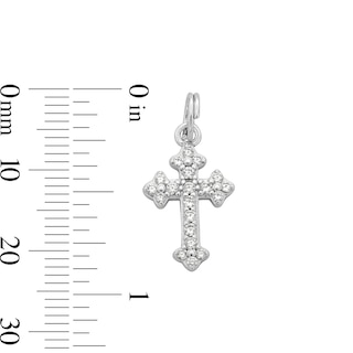 Solid Sterling Silver CZ Ornate Cross Dangle Necklace Charm