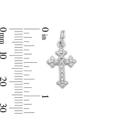 Solid Sterling Silver CZ Ornate Cross Dangle Necklace Charm