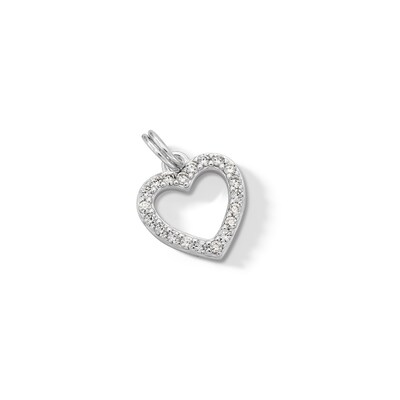 Solid Sterling Silver CZ Heart Outline Dangle Necklace Charm