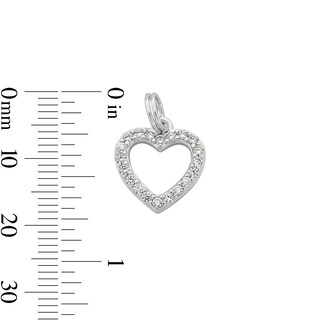 Solid Sterling Silver CZ Heart Outline Dangle Necklace Charm