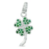 Thumbnail Image 1 of Green Cubic Zirconia Four Leaf Clover Dangle Charm in Sterling Silver