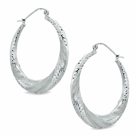 Florentine Hoop Earrings in 10K White Gold