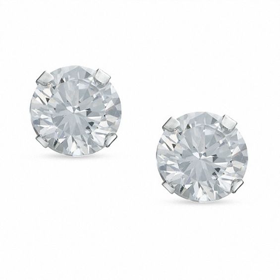 5mm Cubic Zirconia Stud Earrings in 10K White Gold