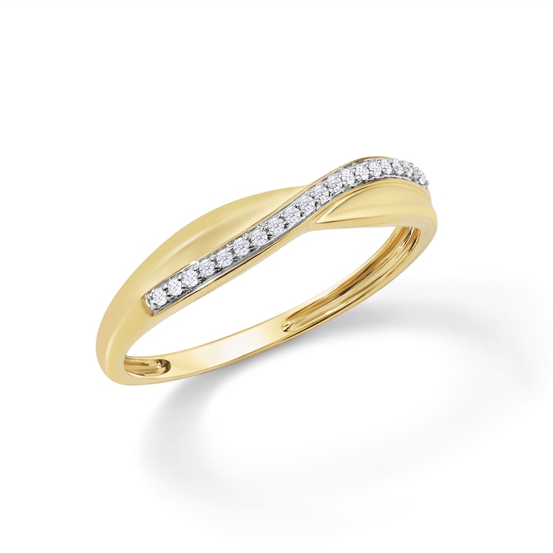 Main Image 4 of 1/15 CT. T.W. Diamond Crossover Ring in 10K Gold