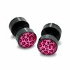 Thumbnail Image 0 of Fake 016 Gauge Pink Cheetah Plugs in Black Stainless Steel