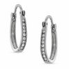 Cubic Zirconia Oval Hoop Earrings in Sterling Silver