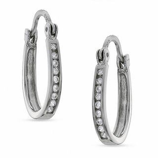 Sterling Silver CZ Oval Hoops