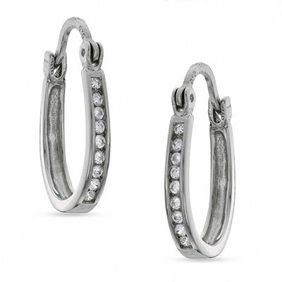 Sterling Silver CZ Oval Hoops