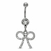 Thumbnail Image 1 of 014 Gauge Bow Dangle Belly Button Ring with Cubic Zirconia in Stainless Steel