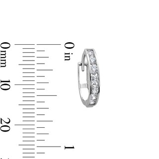 Cubic Zirconia Huggie Hoop Earrings in 10K White Gold