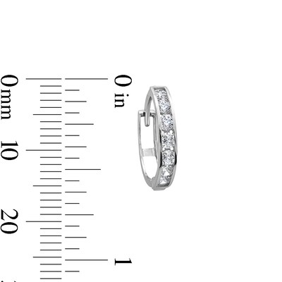 Cubic Zirconia Huggie Hoop Earrings in 10K White Gold
