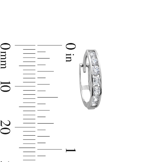 Cubic Zirconia Huggie Hoop Earrings in 10K White Gold
