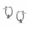 Thumbnail Image 1 of Purple Cubic Zirconia Hoop Earrings in 10K White Gold