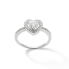 Thumbnail Image 0 of 5.5mm Heart-Shaped Cubic Zirconia Frame Ring in Sterling Silver