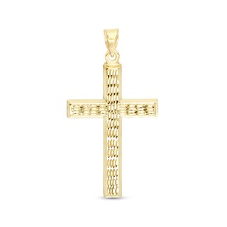 Diamond-Cut Cross Charm in 10K Solid Gold