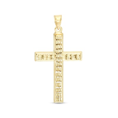 Diamond-Cut Cross Charm in 10K Solid Gold