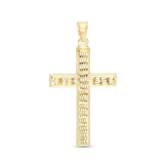 Diamond-Cut Cross Charm in 10K Solid Gold