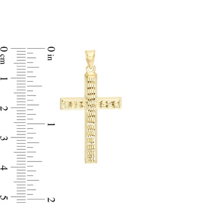 Diamond-Cut Cross Charm in 10K Solid Gold