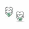 Thumbnail Image 0 of 3mm Synthetic Green Sapphire Double Heart Earrings in 10K White Gold