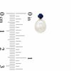 Thumbnail Image 2 of Freshwater Cultured Pearl and Lab-Created Blue Sapphire Stud Earrings in 10K Gold