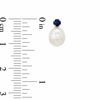 Thumbnail Image 1 of Cultured Freshwater Pearl and Lab-Created Blue Sapphire Stud Earrings in 10K Gold