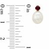 Thumbnail Image 1 of Cultured Freshwater Pearl and Synthetic Garnet Stud Earrings in 10K Gold