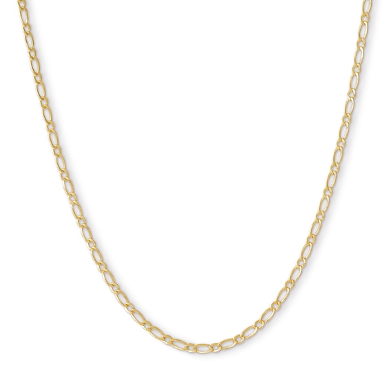 050 Gauge Figaro Chain Necklace in 10K Hollow Gold - 18"