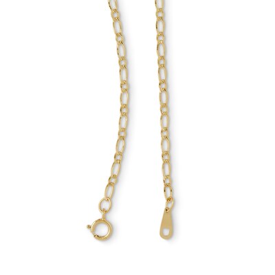 050 Gauge Figaro Chain Necklace in 10K Hollow Gold - 18"
