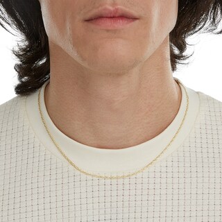 050 Gauge Figaro Chain Necklace in 10K Hollow Gold - 18"