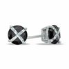 5mm Black and White Cubic Zirconia "X" Stud Earrings in Sterling Silver