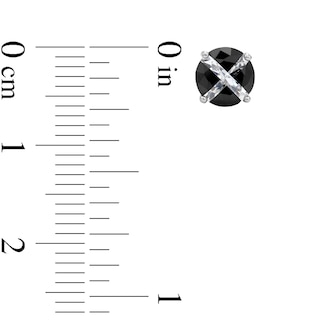 5mm Black and White Cubic Zirconia "X" Round Stud Earrings in Sterling Silver